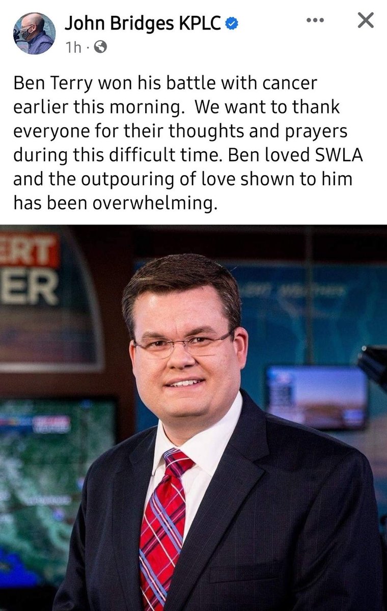 Ben Terry. @KPLC Hell of a meteorologist. But an even greater man. Rest easy, brother. We love you.