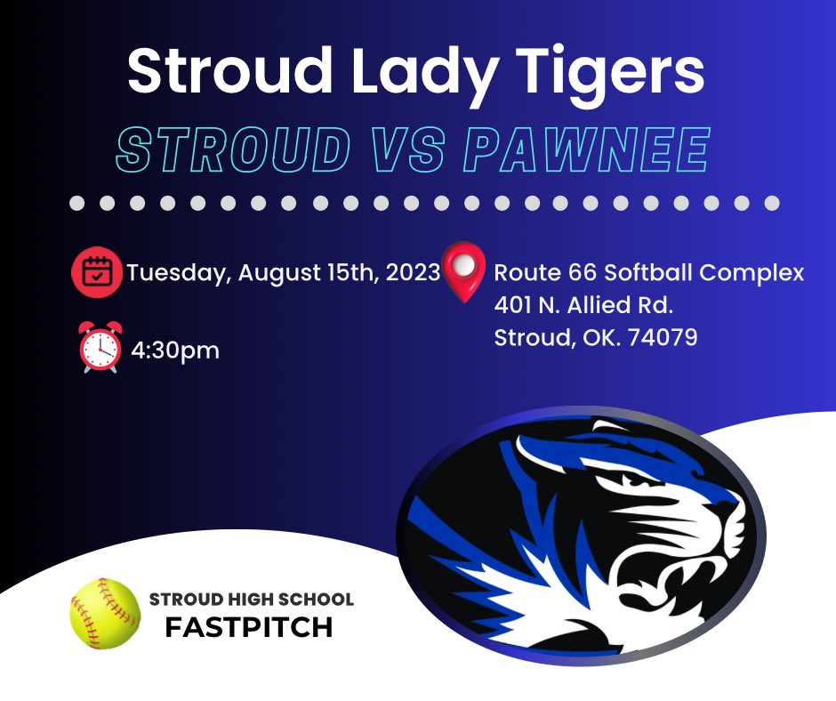 Two home games this week in Stroud, OK. Let’s go Lady Tigers!!! 💙🤍🥎🐯