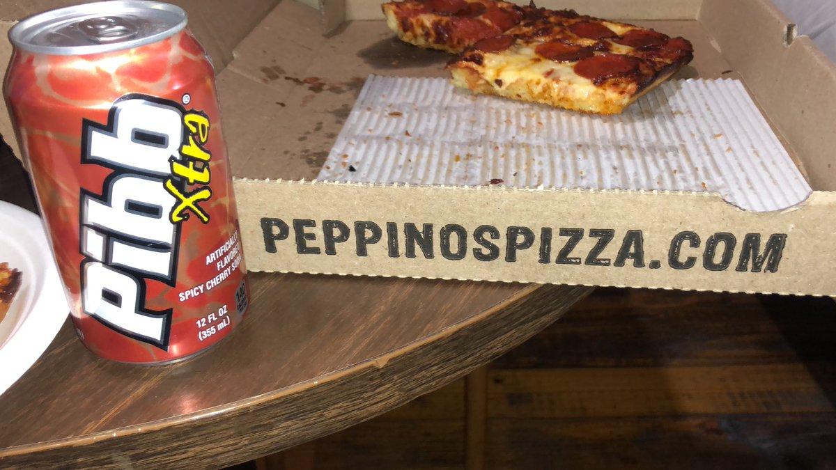 Eating peppinos pizza while sipping pibby soda. If only we were in Ohio. God forbid.