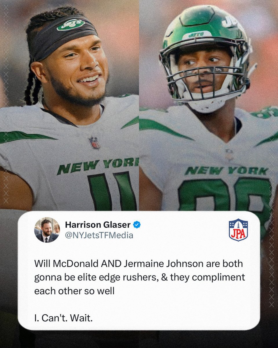 The #Jets defensive line is DEEEEEEEP 👀

- Quinnen Williams
- Carl Lawson
- John Franklin Meyers
- Will McDonald IV
- Jermaine Johnson
- Bryce Huff
- Solomon Thomas
- Al Woods
- Quinton Jefferson

Is this the best defensive line in football?