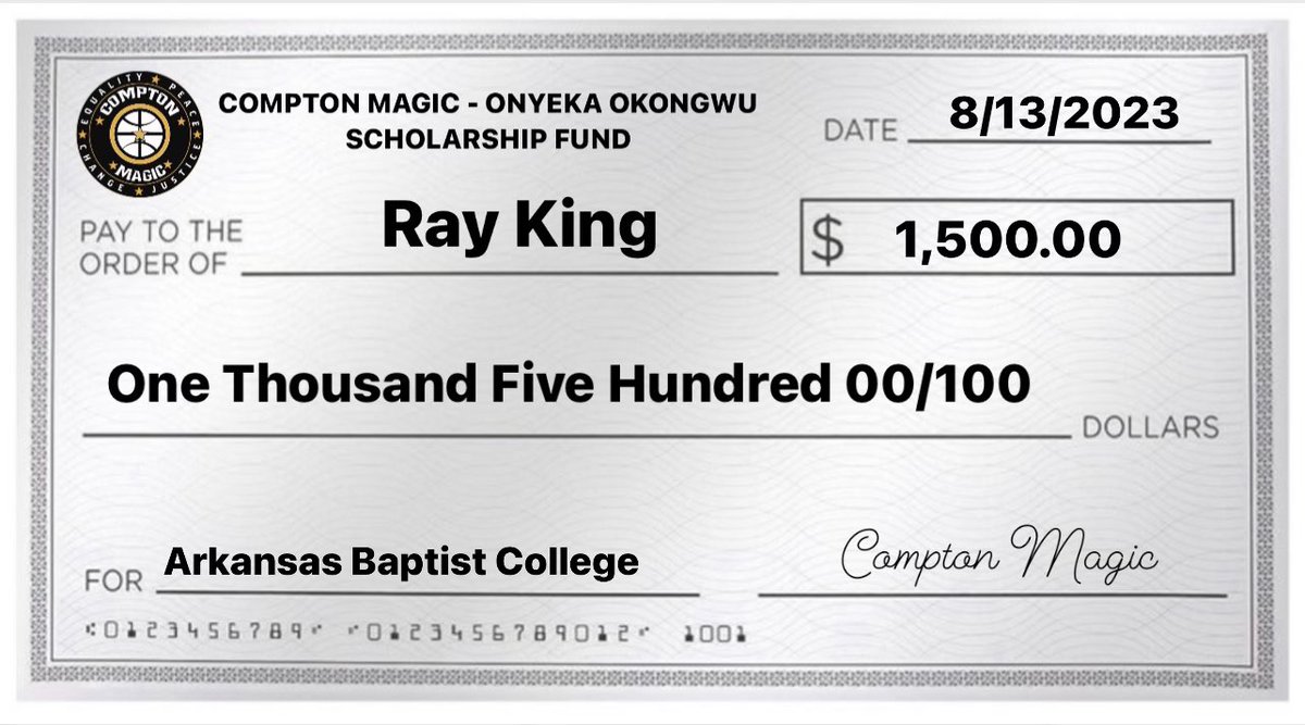Compton_Magic's tweet photo. Ray King @stbernardhoops 
HBCU Arkansas Baptist College
The 1st Recipient of the Compton Magic Onyeka Okongwu Scholarship Fund
So Proud and So Excited for @RayKing_2 and his Family 🖤
@jayl7en @timmybuckets35 @wetba11 @BigO21_ @billrealdeal16 @rj_arvizu @iJustWill @PeyHeyrani https://t.co/US6McOMaiz