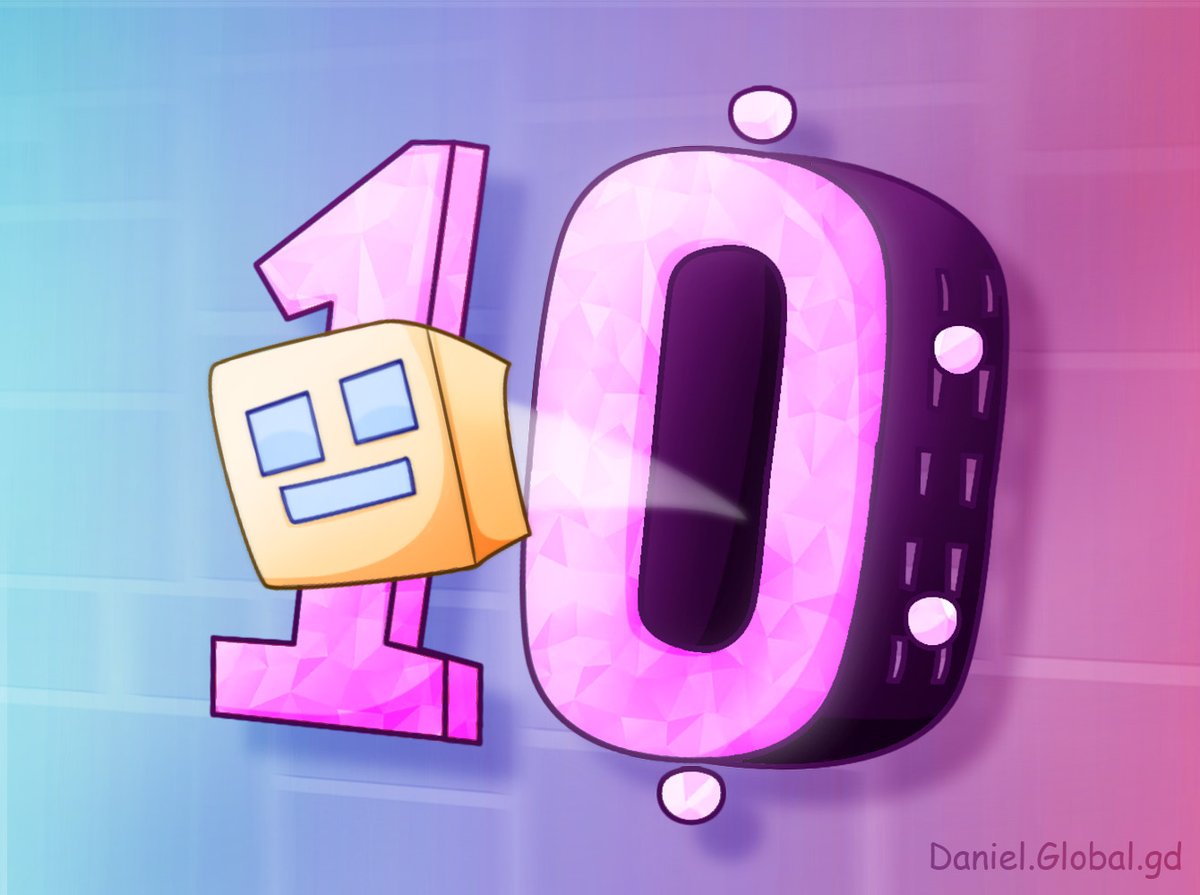 Danielglobal_gd's tweet photo. Hello #geometrydash community, a day like today, August 13, one of the most played rhythm games in the world was created since today it is 10 years old after its release #art #GD #communitygd @RobTopGames https://t.co/9Oc8V0Oh47