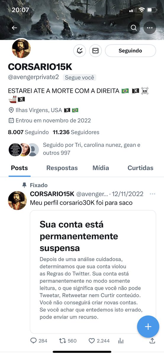 VAMOS SEGUIR NOSSO IRMÃO <a href="/avengerprivate2/">CORSARIO15K</a> E FAZÊ-LO RECUPERAR OS AMIGOS E AMIGAS QUE ELE PERDEU COM SUA CONTA ANTERIOR! 💪💪🇧🇷🇧🇷🤝🤝GARANTO QUE SERÃO TODOS SEGUIDOS DE VOLTA! AMIGO SUPER CORRETO! 🇧🇷🇧🇷🤝🤝