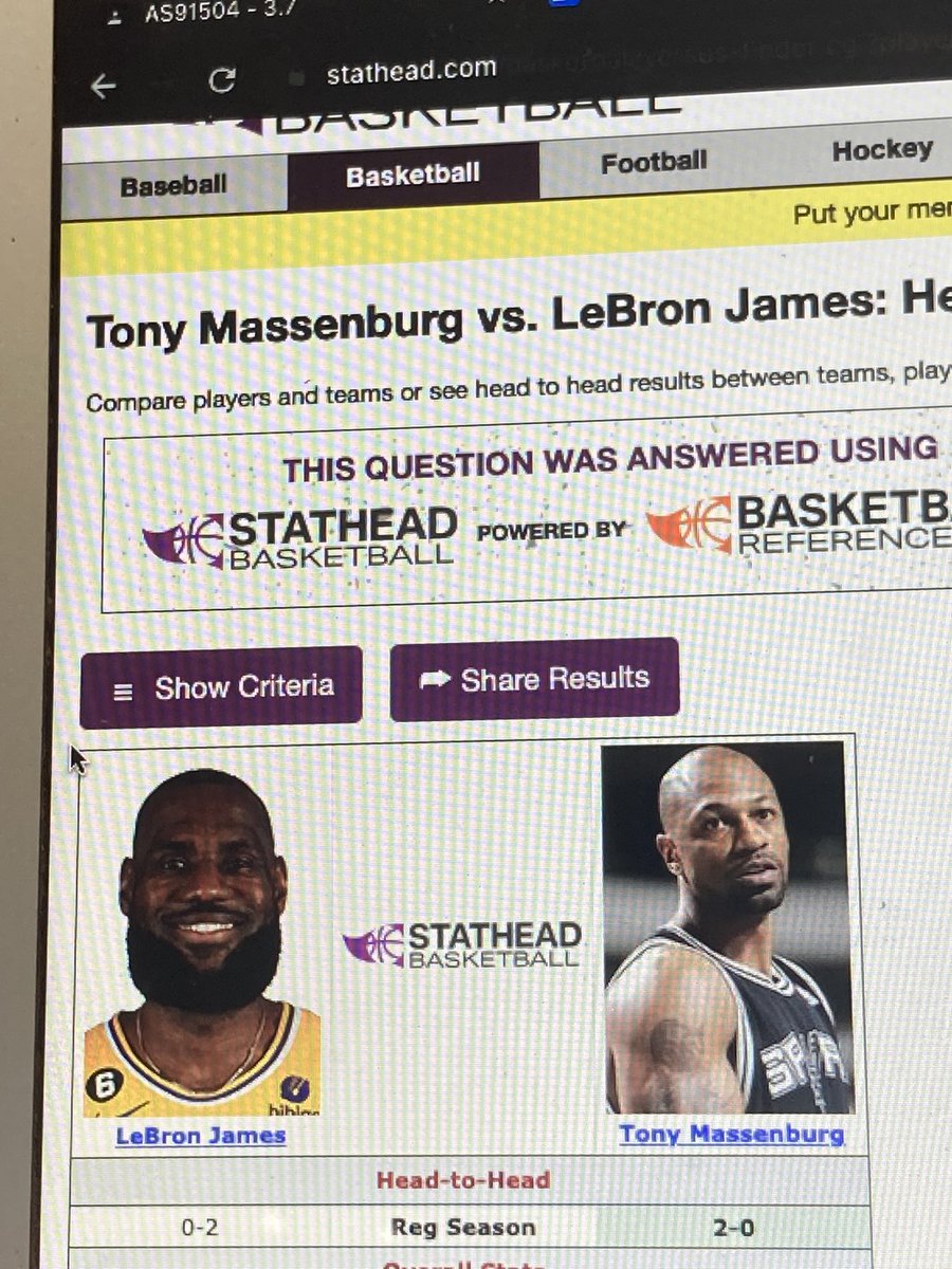 DoesntAn's tweet photo. LeBum never beat Tony Massenburg. Jordan had an .833 win percentage. The debate is over https://t.co/2adts1HBFG