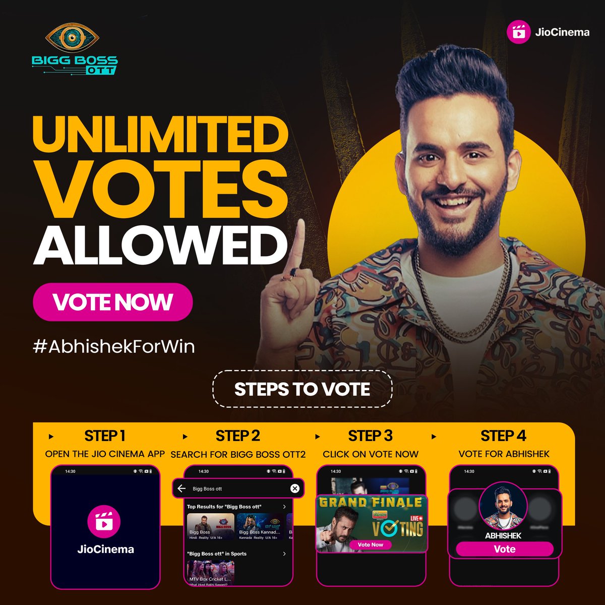 AbhishekMalhan4's tweet image. Important Voting Update ‼️

Voting terms have been updated, Now you can vote unlimited times. 

Vote Now - jiocinema.com/tv-shows/bigg-… 

#FukraInsaan #AbhishekMalhan #BiggBoss #BBOTT2