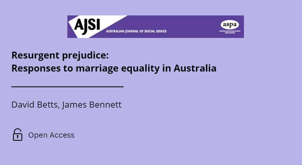AusSocialIssues's tweet photo. 'We argue that Australia is currently seeing forms of resurgent prejudice in response to the passage of marriage equality legislation in 2017 by the federal Parliament' https://t.co/HoGs95zDFj https://t.co/IAo8stSnwU