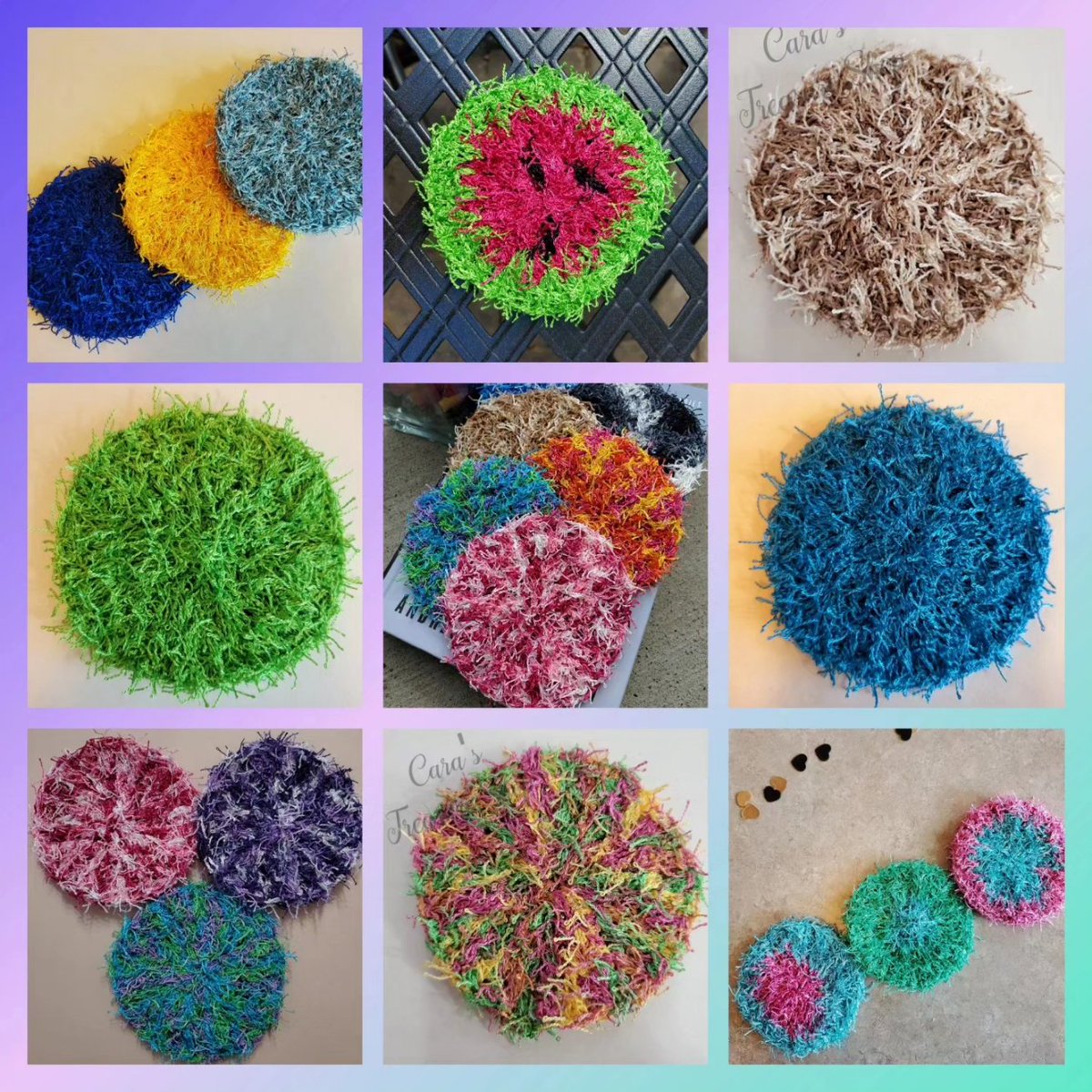 Super Awesome Dish Scrubbies in my Etsy and Amazon shops! They can clean almost anything. And they don't scratch finishes! I have lots of styles, sizes and colors to choose from!

Etsy: Carastreasureshop.etsy.com
Amazon: Amazon.com/shops/Carastre…
AmazonCanada: Amazon.ca/shops/Carastre…