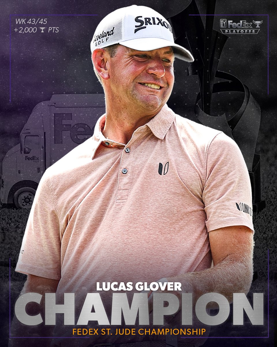 PGATOUR's tweet photo. 🏆 @Lucas_Glover_ has won the @FedExChamp!

Back-to-back wins for the 43-year-old when it matters most 💪 https://t.co/FSartMO4Qe