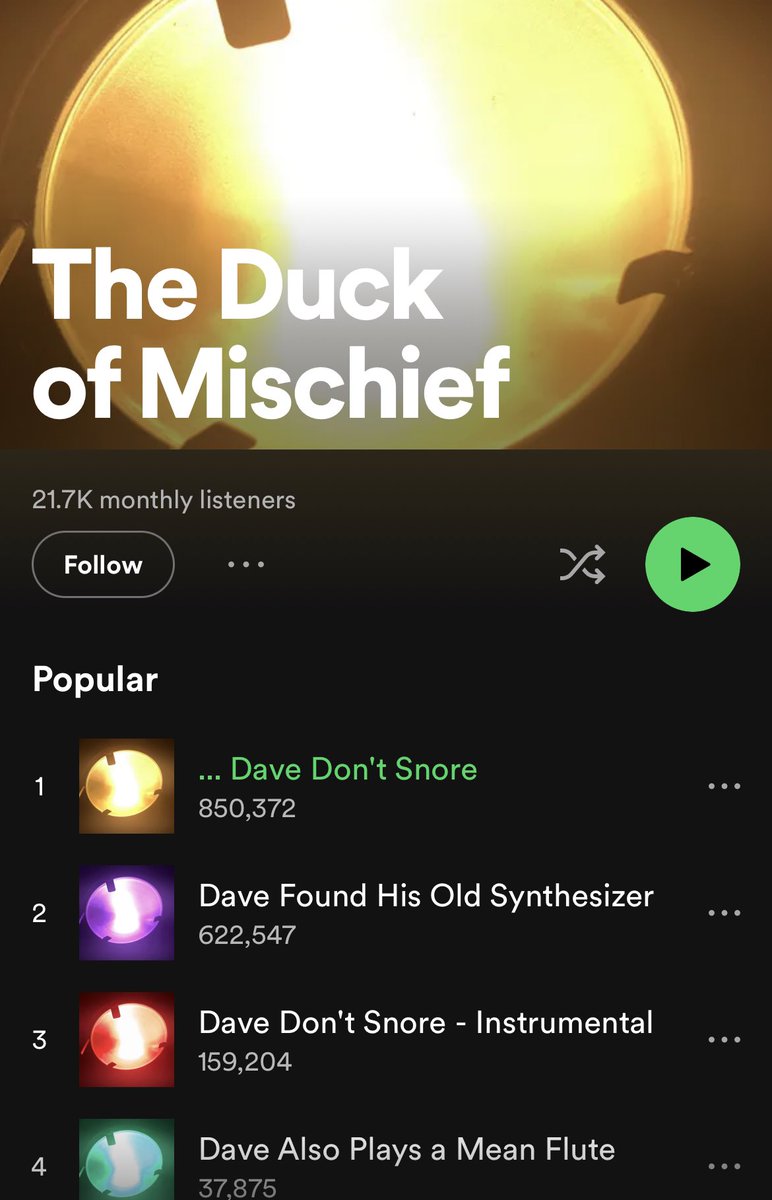 To every struggling band out there… A wife posted these of her husband snoring and she has more listeners than all of us together. Kill us now.