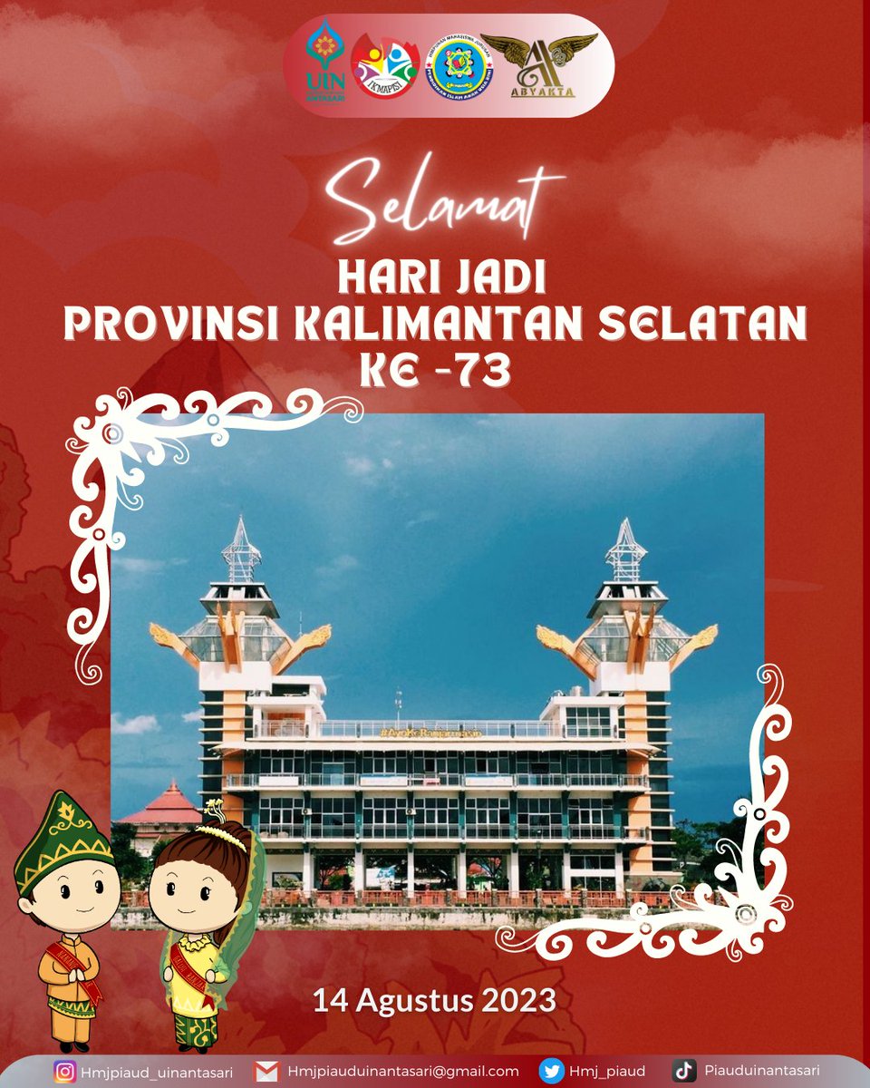 HMJ_PIAUD's tweet photo. Selamat Hari Jadi Provinsi Kalimantan Selatan Ke-73 ✨✨✨

#hmjpiauduinantasari
#hmjpiaud https://t.co/XKlTnAi8VU