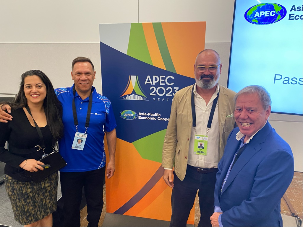 DFAT_TradeTalk's tweet photo. Aus &amp; @wef hosted an Indigenous trade workshop at #APEC2023 CTI examining policies, Indigenous-led programmes &amp; business practices to improve access to trade for Indigenous Peoples. Thanks to panellists for sharing insights &amp; APEC economies for their active engagement in Seattle https://t.co/SA8MTkFWcu