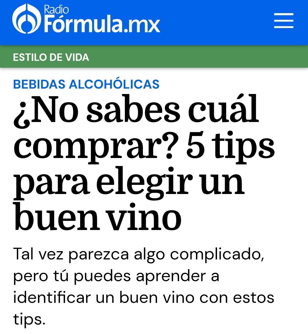 Radio Fórmula está escribiendo barbarides sobre el vino adjudicándole ideas y consejos a "expertos" a los que nunca les da nombre. Tache mayúscula. Ya van varios artículos. Etiquetarlos y hacer un llamado a la profesionalizacion con el hashtag #EscribanBien <a href="/Radio_Formula/">Grupo Fórmula</a>