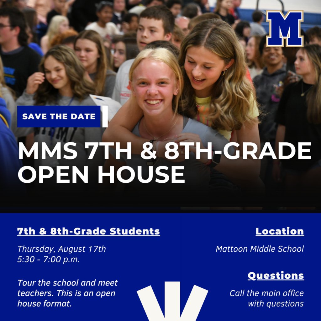 MattoonCUSD2's tweet photo. A quick reminder that Franklin, our elementary schools,  and MMS are all hosting their Orientation/Open Houses this week. Be sure to also save the date for the MHS Parent Academy Open House on September 6th. https://t.co/pnlr51UYW7