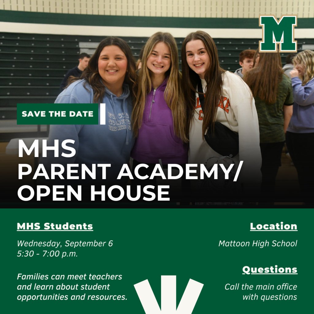 MattoonCUSD2's tweet photo. A quick reminder that Franklin, our elementary schools,  and MMS are all hosting their Orientation/Open Houses this week. Be sure to also save the date for the MHS Parent Academy Open House on September 6th. https://t.co/pnlr51UYW7