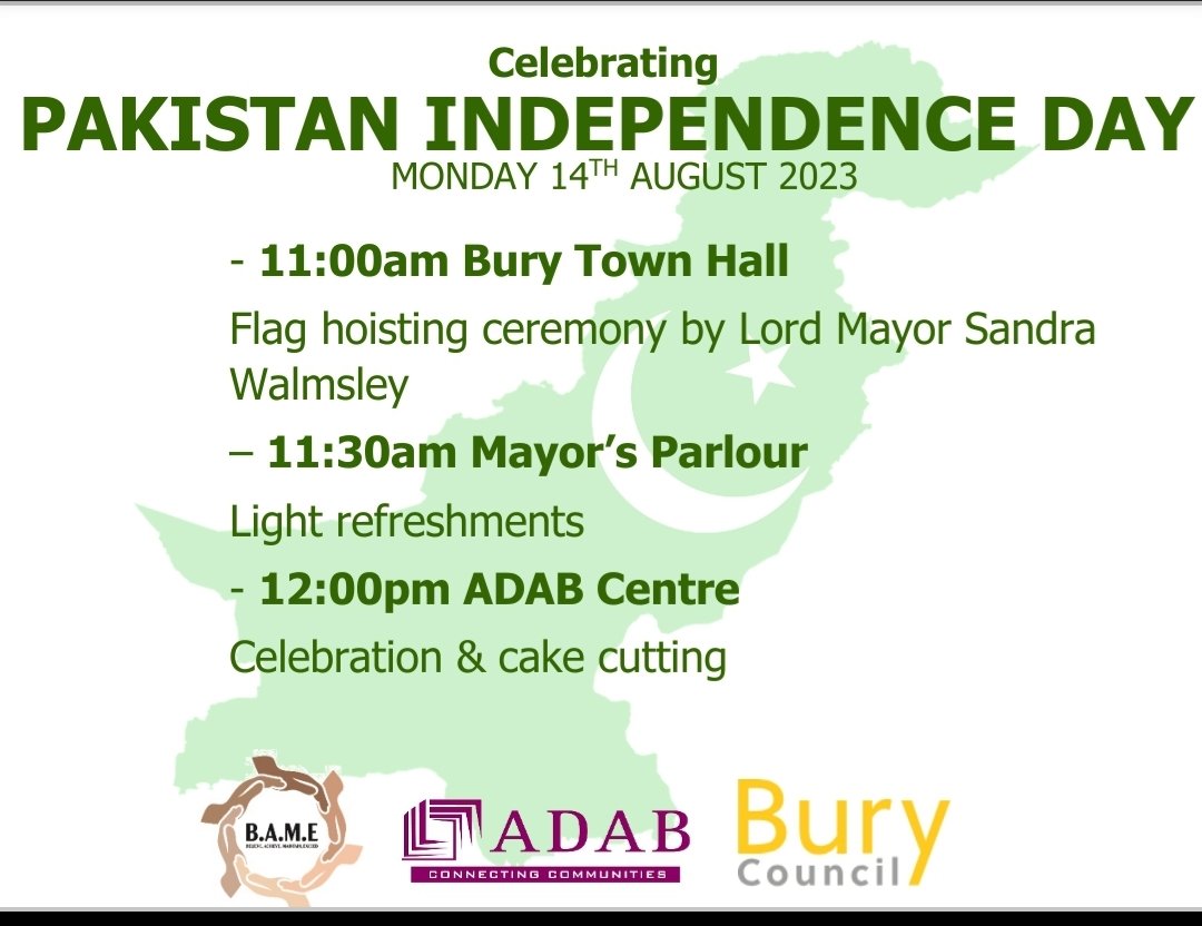 Join us tomorrow to celebrate Pakistan Independance Day.
#Community #PakistanIndependenceDay @TamoorT @TahirRafiqSol @ShaheenaHaroon