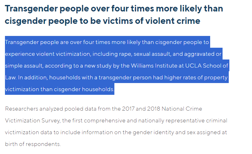 beewaffle1's tweet photo. @Carmine20391059 @PinkNews its profitable to be diagnosed with gender dysphoria, be way more likely to be assaulted, sexually assaulted, harassed, bullied or hate crimed? yeah, people are totally trans for profit https://t.co/GYjD0e4JPa
