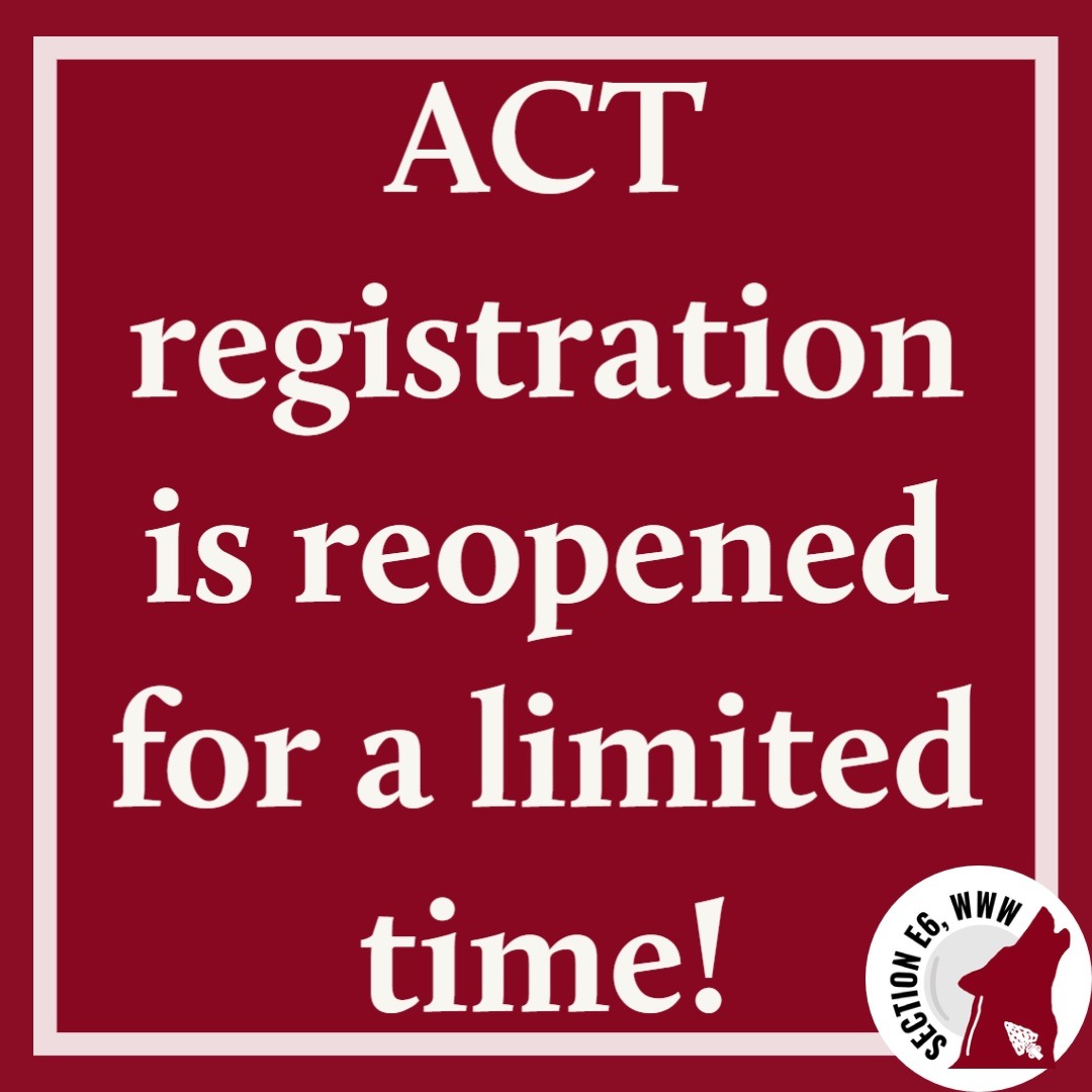 Registration for the Section ACT Conference has been extended until August 18th. ACT now and follow the link in the bio to register.