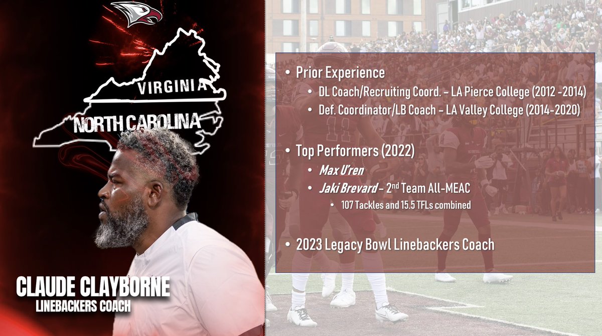 Today we would like to highlight our LBs Coach, Claude Clayborne. Coach Clayborne also coached in the 2023 Legacy Bowl.