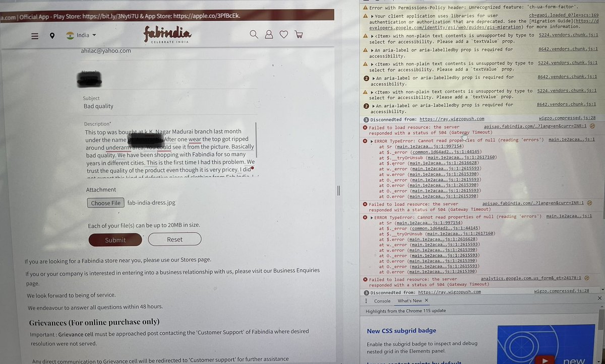 chella_p's tweet photo. @FabindiaNews your contact us page is broken.  Please fix. https://t.co/DeS3nbF9FL