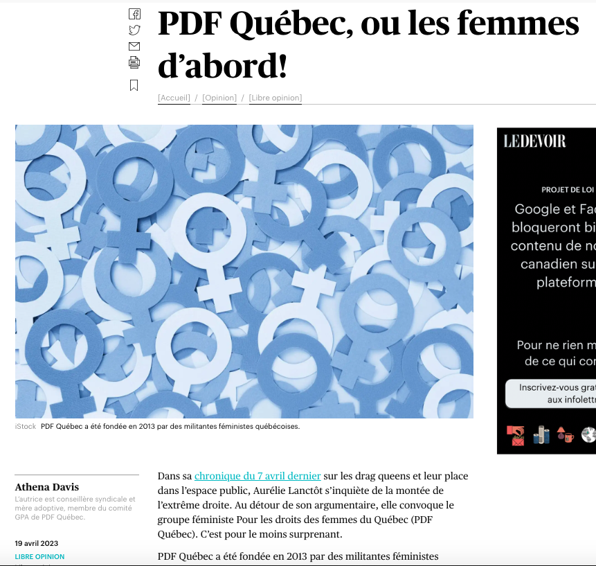 yclaude's tweet photo. @PascalBerube @partiquebecois "différents sujets d’intérêts pour les personnes LGBTQI+"
Le #PQ n'a pas fait un débat sérieux sur ces questions complexes, qui ne peuvent être abordées en manifestant simplement de "bons sentiments" !
Voir le point de vue de #PDFQ - Pour les Droits des Femmes du Québec ! https://t.co/UfZiVmxJOf