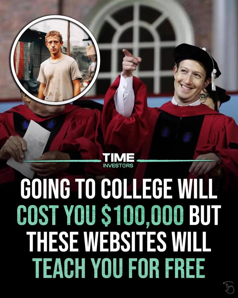 MindMatterMoney's tweet photo. Going To College Will Cost you $100,000.

But These Websites Will Teach You For FREE: https://t.co/e9ZTga2mt8