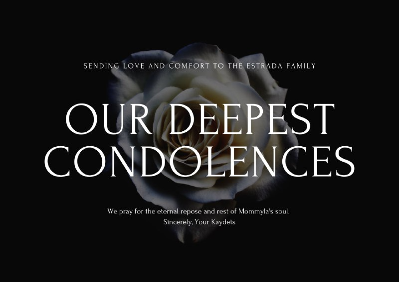 Kaydetsofc's tweet photo. Our deepest condolences for the Estrada Family, especially to KD.
We pray for the eternal repose and rest of Mommyla' soul.

We humbly request to give the family some privacy and peace in this hard time. https://t.co/fsI2aDqhGJ