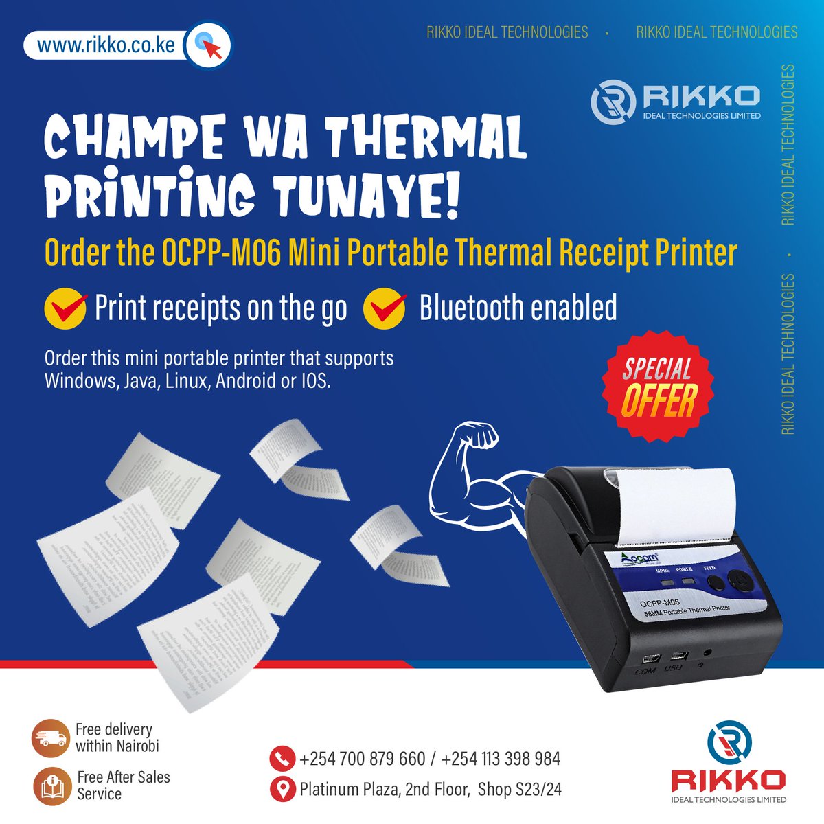 The perfect mini portable printer for wherever Monday takes you! Print payment receipts upon delivery, with the Ocom M06! Compact and easy to use. #PortablePrinter #PrintOnTheGo #BusinessSolutions