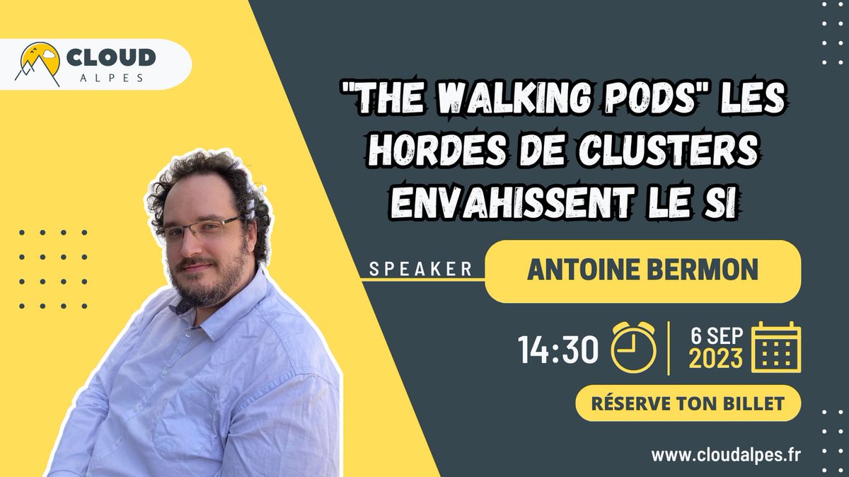 Cloud_Alpes's tweet photo. Antoine Bermon [@GroupeSNCF] nous fera un REX sur la gestion des clusters Kubernetes à la SNCF le 06/09 à #CloudAlpes

👀 Pour consulter l'agenda
https://t.co/dC36sYidDq

🎟️ Pour réserver ton billet 
https://t.co/gFbYHbHc5N https://t.co/i3i3CgQhBY