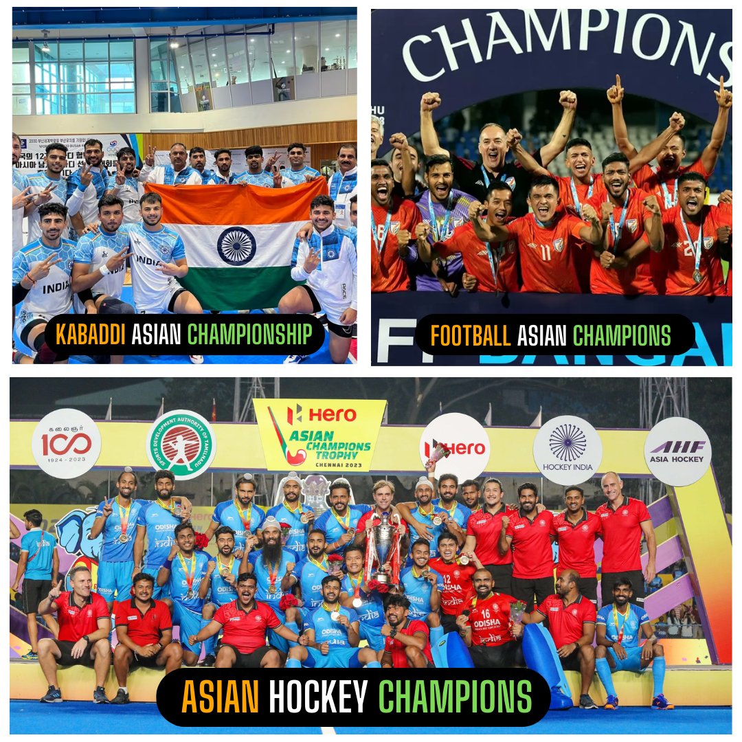 Chak De India 🇮🇳🇮🇳

Indian sports are soaring to new heights! 🏆🇮🇳

#Indiansports #footballIndia #IndianHockey #AsianChampionship #Kabaddi