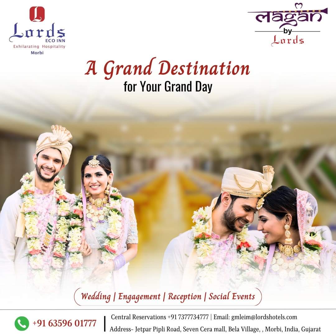 Embark on a Journey to Your Perfect Day!
Discover the Ultimate Venue for Your Wedding, Engagement, Reception, and Social Events. 

#LordsHotels #WeddingBliss #DreamWeddings #EventVenue #morbi #laganbylords #weddingvenue #wedding #weddinginspiration #weddingday #bride