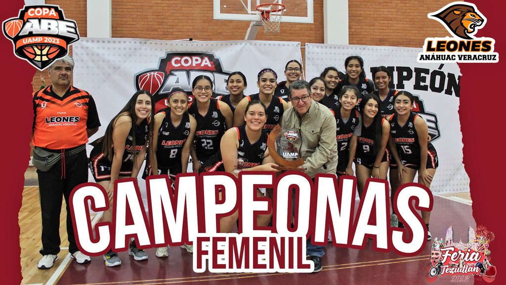 AsocBasquetEst's tweet photo. 🏆 ¡ @AnahuacXalapa se lleva la COPA ABE @UAMPTeziutlan 2023!
En la rama femenil el equipo felino derrotó en la final a la Anáhuac Puebla por 58-40, mientras que en la rama varonil derrotaron a la UV por 74-64.
¡Muchas Felicidades! 
#LigaABE #CopaABE https://t.co/7Drc4vJ4vY