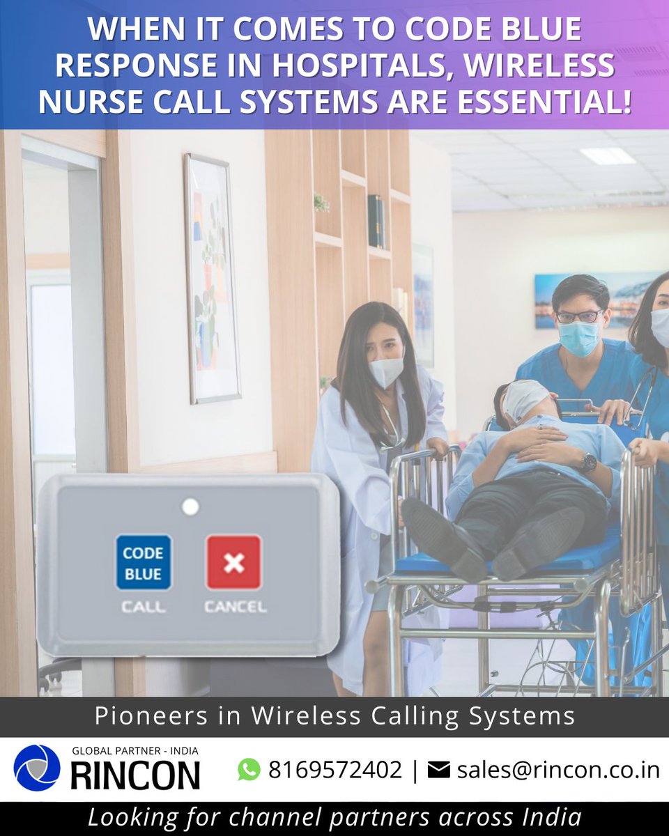 rinconindia's tweet photo. When it comes to #Code_Blue response in hospitals, #wireless_nurse_call_systems are essential! These innovative technologies provide instant alerts to medical staff and mobilize the rapid response team, potentially saving lives. #emergency_response https://t.co/XS1NX0Z0I2