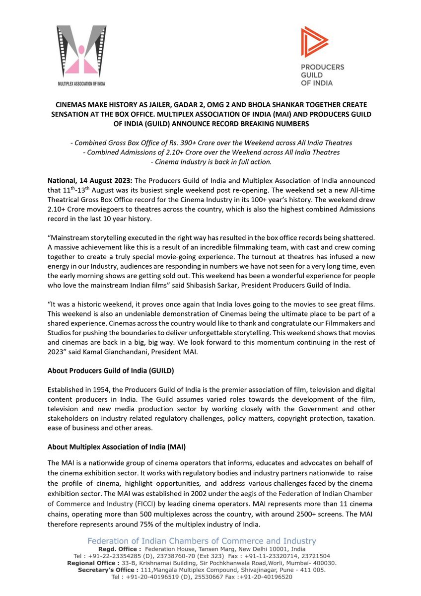 Multiplex Association Of India tweet media