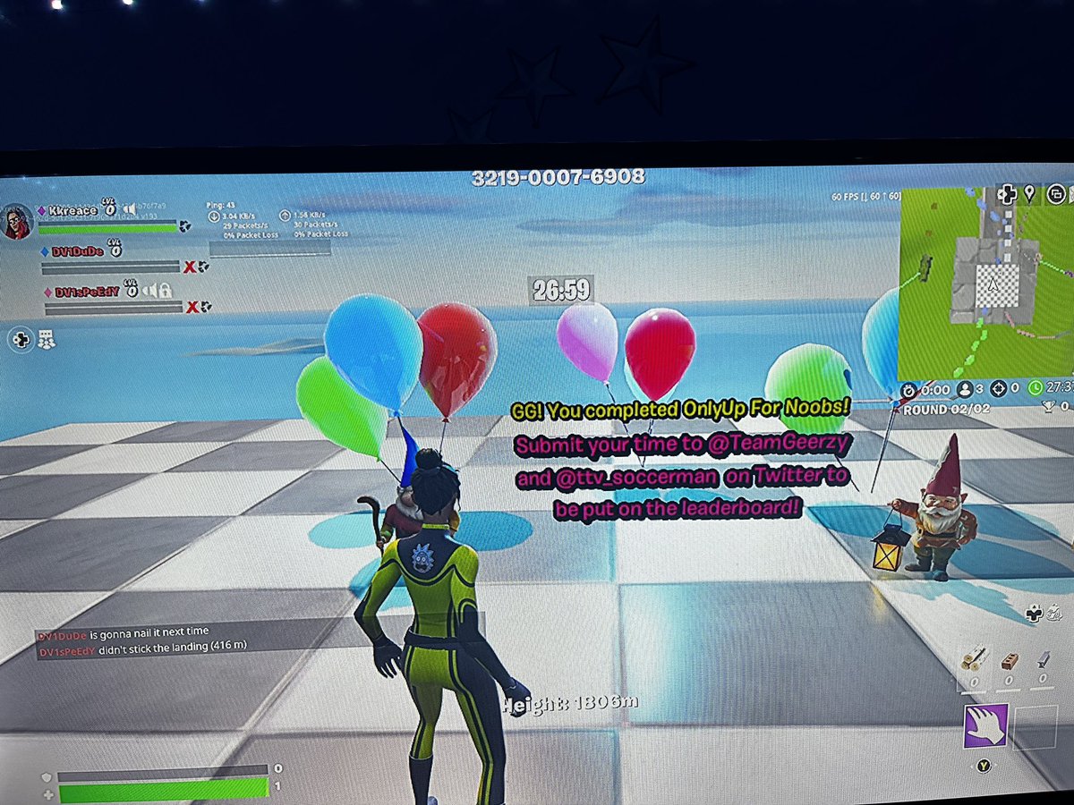 SBASteve's tweet photo. @TeamGeerzy @ttv_SoccerMan  my son completed your noob only up Fortnite map here is the proof: https://t.co/ic0Ghw7biR