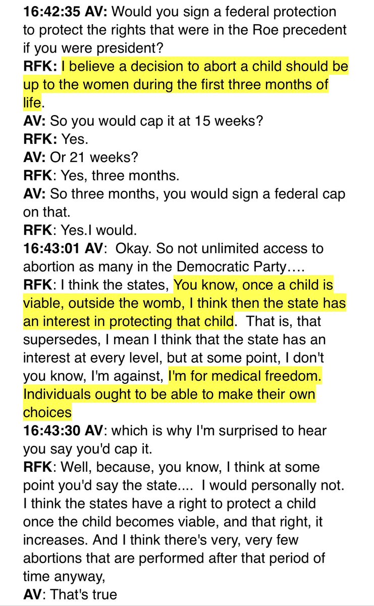 Here’s the full exchange with Kennedy, in which I ask the questions multiple times to make sure we’re understanding- even at one point saying I was surprised by the stance. Full story here and video TK: nbcnews.com/politics/2024-…