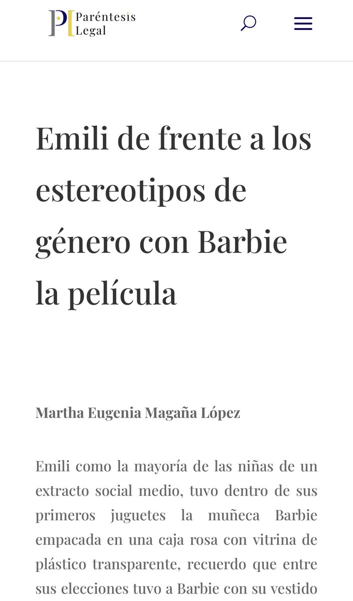 Emili nos abre un panorama distinto sobre la película de Barbie y se cuestiona …
 ¿Mattel realmente logra romper la vitrina de cristal y la caja rosa para fracturar los estereotipos de género a través de Barbie la película? 

parentesislegal.com/emili-de-frent…

<a href="/ParentesisLegal/">Paréntesis Legal</a>