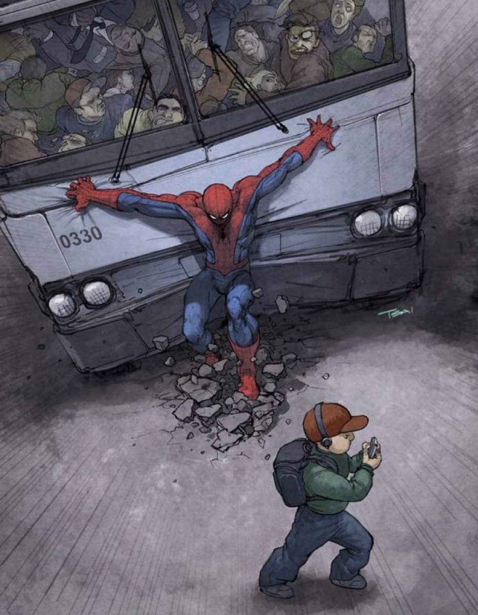 Ballsack Sports on X: “Spider-Man holding back a bus to save a