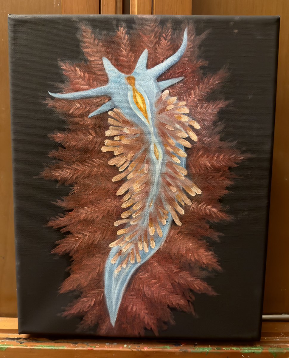 oil-painted nudibranch (sea slug) process pic 🌊 
stay tuned for the finished version! <a href="/ilovenudis/">ilovenudis</a>