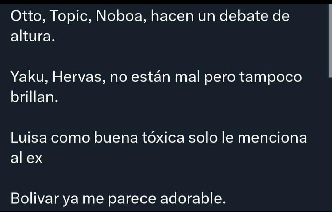 gabo76937693's tweet photo. Excelente resumen
#DebatePresidencial2023 https://t.co/u0nreaJwWt