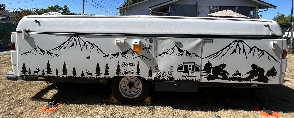 Just Finished my Custom Decal Scene For our Pop Up Camper Done by Me #popup #pup #popupcamper #camper #customdecalscene