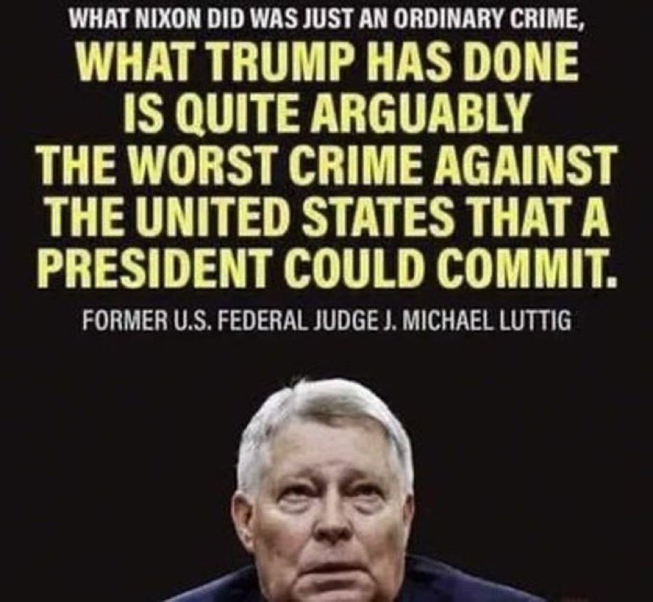 jilevin's tweet photo. Putting the criminal acts of Donald J. Trump in perspective, according to Federal Judge J. Michael Luttig. https://t.co/ogeStOc48U