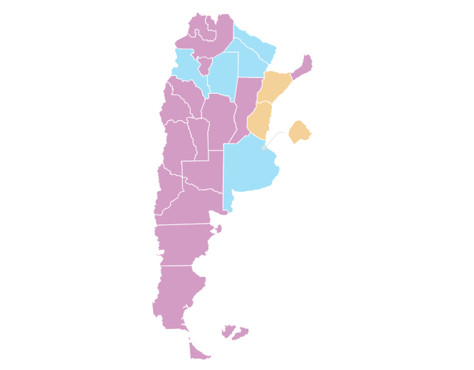 laderechadiario's tweet photo. 🇦🇷 | En violeta, todas las provincias donde @JMilei está primero en las elecciones PASO, siendo el candidato y el frente más votado. https://t.co/nUHQTF1erz