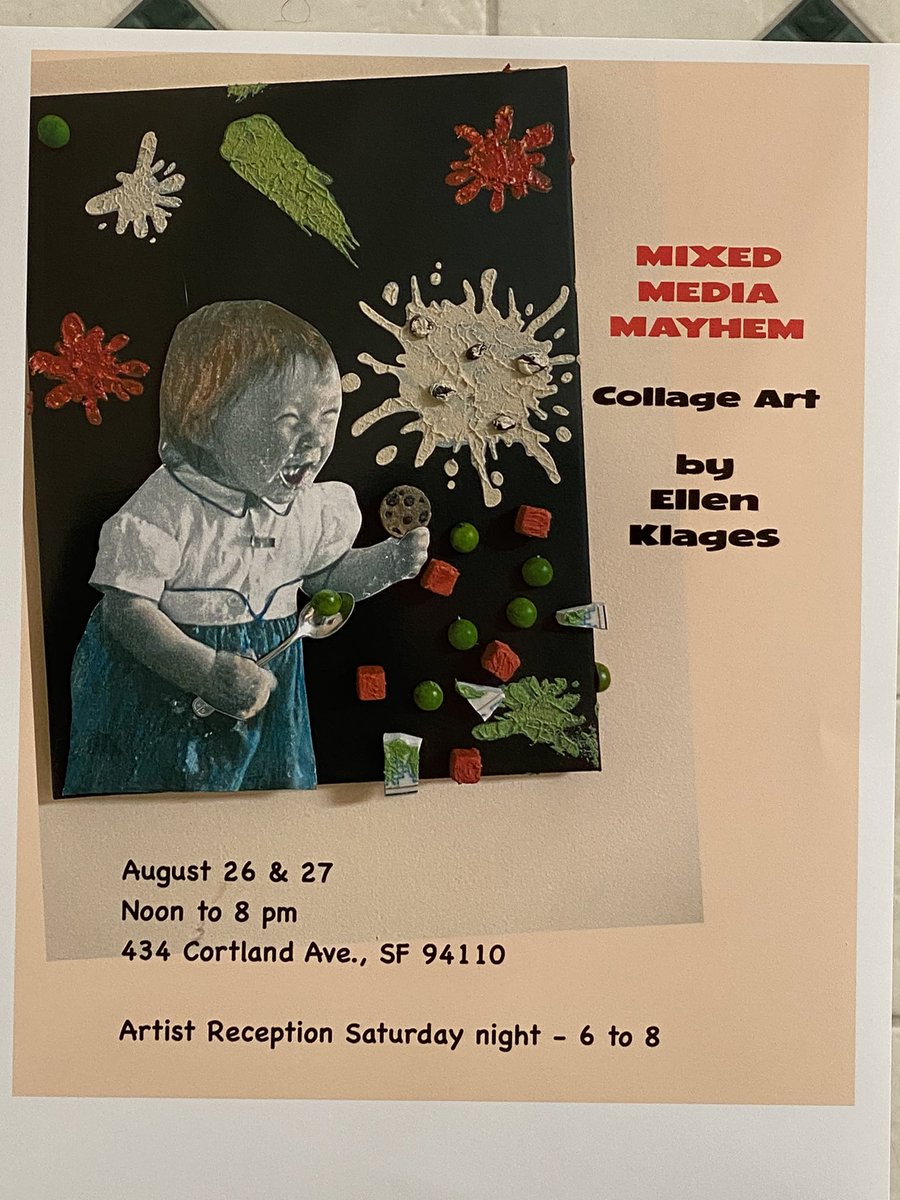 San Francisco friends --

Save the date: Sat -Sun August 26th and 27th.

New Gallery show, 434 Cortland Ave., SF.

Reception Saturday night 6-8.