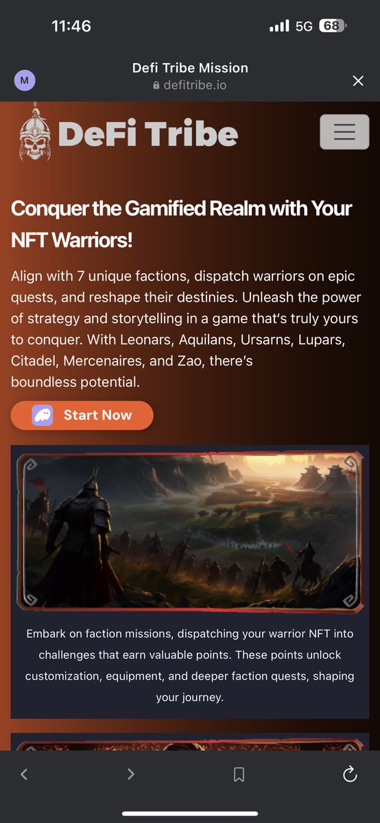 hey_woody1989's tweet photo. @TribeDefi have finally dropped their game. So smooth, No gas fees… my leaders and warriors have left on their missions… hopefully they come back successful! 
LFG! 
#DefiTribe https://t.co/2WxnxZwPrp