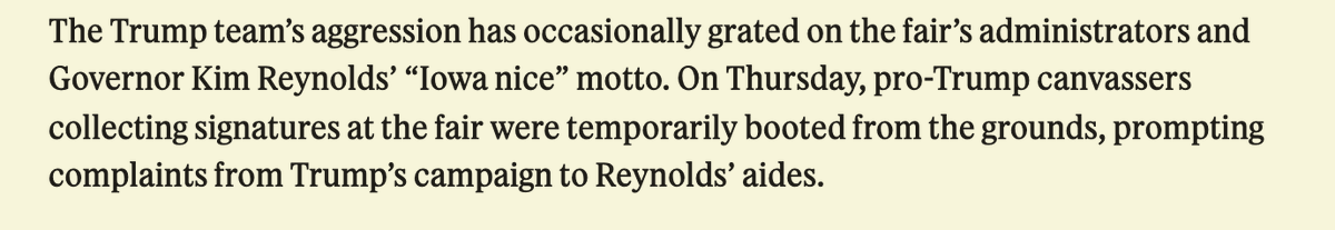 semaforben's tweet image. Some tension around Trump at the State Fair ... 

semafor.com/article/08/13/…

and apparently, per @politico, in the environs 

politico.com/news/2023/08/1…