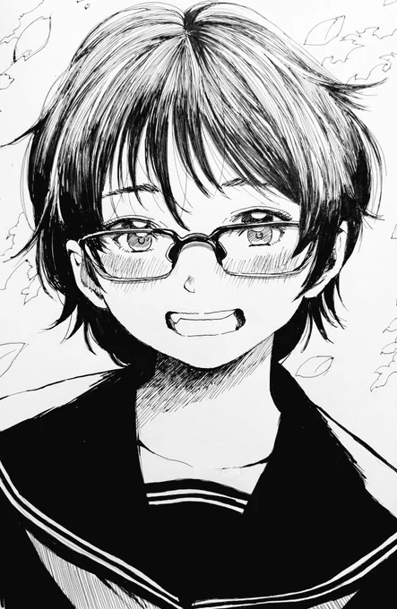 #お盆休みはフォロワーさんが増えるらしい "四つ目"を布教しています。 おいおまえらメガネっ娘を描くならレンズを屈折させろよ。頼むます