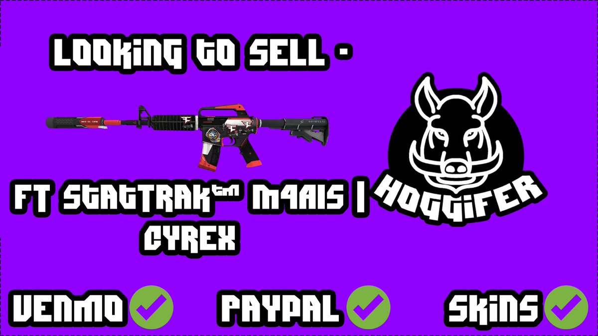 Hoggifer's tweet photo. 😎 Attention CS:GO Traders! 😎 

Looking to sell my FT StatTrak™ M4A1S | Cyrex for:
Venmo or Paypal✅($40) - Market $50
or CSGO Skin Offer✅

Add me on Steam via my LinkTree,DM me,or comment if you're interested!  

Tweet will remain up until sold!

#CSGO #csgotrading #trading https://t.co/yR438VnTVh