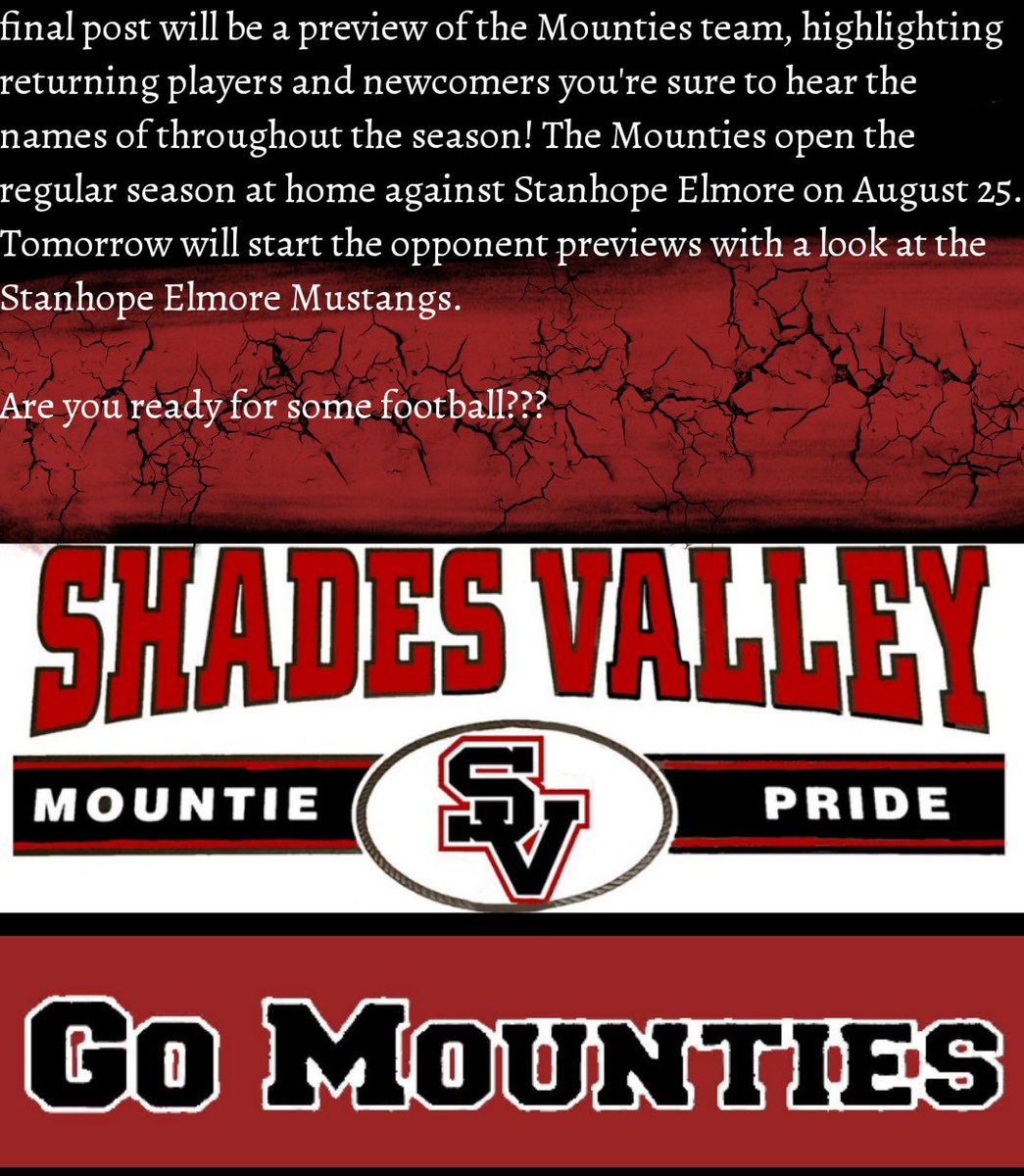 svmounties's tweet image. Welcome to the 12th Annual SV Preseason Football Preview. This is the 1st installment previewing the upcoming 2023 season for SV. For the next 10 days, we will look at the Mounties, each regular season opponent, &amp;amp; a brief review of the series' between the teams. #GoMounties 🔴⚫
