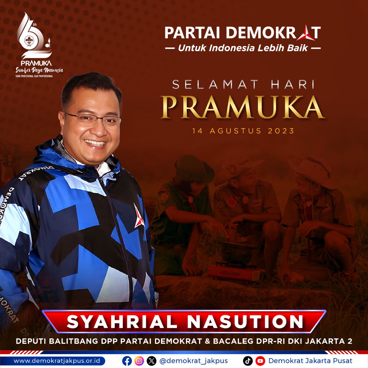 SyahrialDKI2's tweet photo. Jiwa patriot itu ada dalam diri seorang pandu penggerak Pramuka. Karena nilai nilai Dasa Dharma senantiasa menjadi pedoman.

#syahrial_nasution 
#demokrat #jakartapusat #jakartaselatan #luarnegri https://t.co/gwuwQBZKkJ