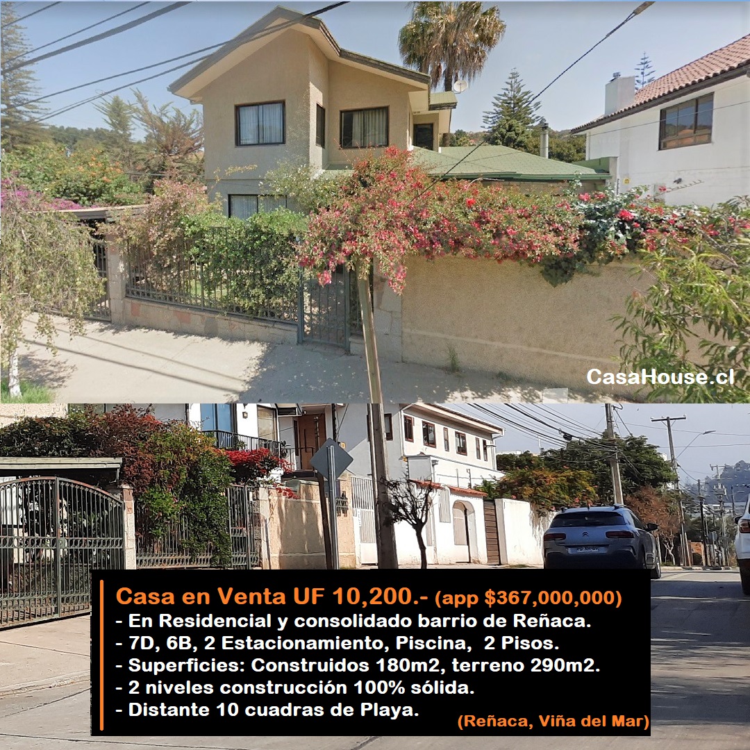 #PropiedadesViña
Venta de Casa, 7D 6B, 2 Estac, 180m2 útiles, 290m2 Totales (Reñaca, Viña del Mar)
🇨🇱Revise detalles y video 👇 casahouse.cl/propiedades/im…
